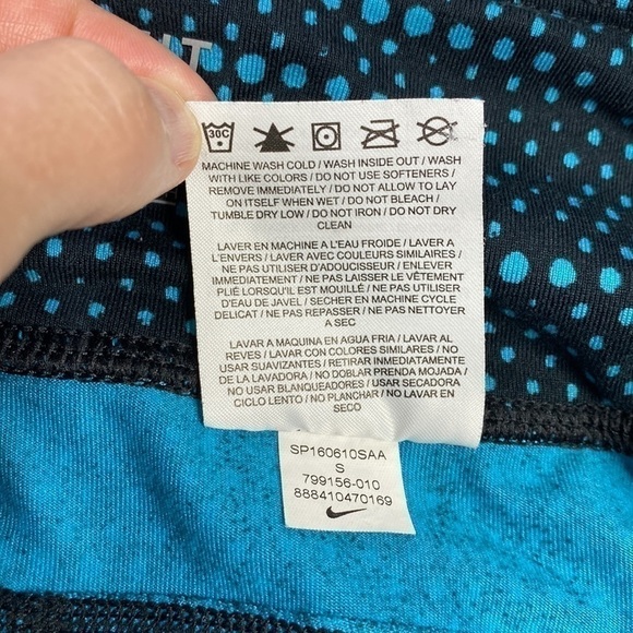 Nike Dri Fit Epic Run Tight Black Blue Capri Pants Size Small 799156 010 - Picture 9 of 13